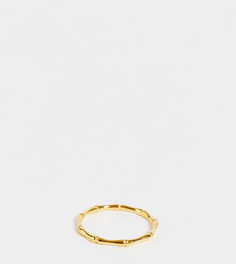 Серебряное позолоченное тонкое кольцо с отделкой в виде бамбука ASOS DESIGN-Золотистый