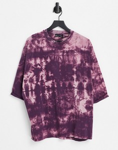 Фиолетовая футболка в стиле oversized с рукавами до локтя и принтом тай-дай ASOS DESIGN-Фиолетовый цвет
