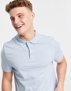 Поло из органического трикотажа голубого цвета ASOS DESIGN-Голубой