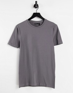 Черная выбеленная облегающая oversize-футболка из органического хлопка с круглым вырезом ASOS DESIGN-Черный цвет
