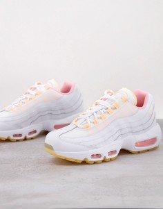 Белые кроссовки с оранжевыми вставками Nike Air Max 95-Белый