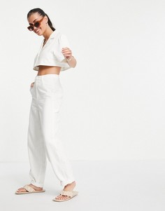Белые джоггеры из жатого хлопка белого цвета ASOS DESIGN-Белый