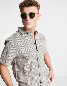 Серая рубашка в клетку с короткими рукавами River Island-Серый