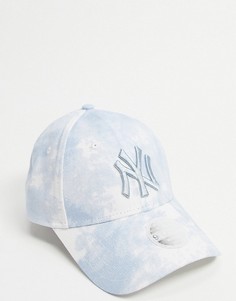 Джинсовая кепка с голубым принтом тай-дай New Era 9Forty NY-Голубой