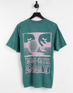 Зеленая футболка с принтом на спине "Earth Crisis" Obey-Зеленый цвет