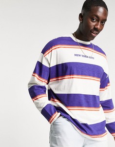 Oversized-лонгслив в полоску с принтом "New York City" ASOS DESIGN-Многоцветный