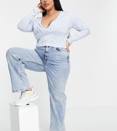 Свободные голубые джинсы New Look Curve-Голубой