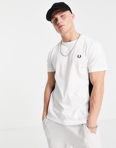 Белая футболка со вставкой с двойной окантовкой Fred Perry-Белый