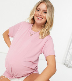 Розовый лонгслив с перекрученной отделкой спереди ASOS DESIGN Maternity-Розовый цвет