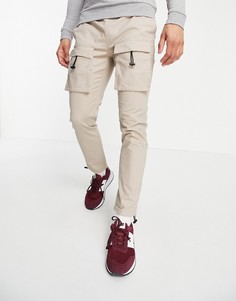 Светло-бежевые брюки карго с карманами спереди Topman-Светло-бежевый