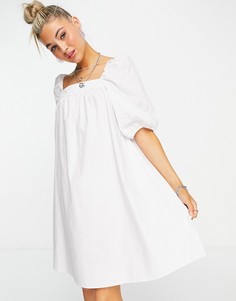 Белое платье с присборенной юбкой из поплина Object-Белый