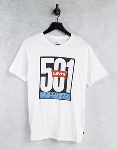 Белая oversized-футболка с графическим принтом Levis Unisex Real 501-Белый Levis®
