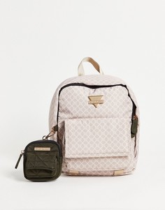 Розовый нейлоновый рюкзак с кошельком и монограммой River Island-Розовый цвет