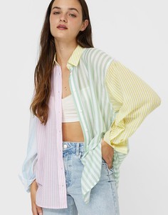 Рубашка в полоску в стиле колор блок Stradivarius-Многоцветный