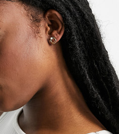 Позолоченные серьги-кольца с искусственным жемчугом Kingsley Ryan-Золотистый