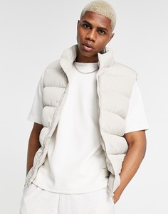 Стеганый дутый жилет цвета экрю ASOS DESIGN-Светло-бежевый