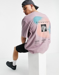 Сиреневая футболка с принтом на груди и спине Topman-Фиолетовый цвет