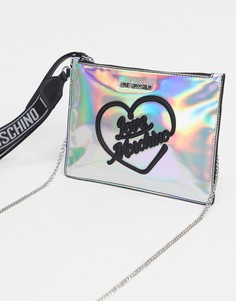 Серебристая сумка на запястье с голографической отделкой Love Moschino-Серебристый