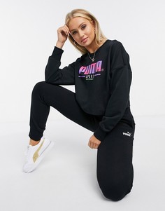 Черный свитшот с принтом Puma