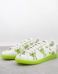 Бело-зеленые кроссовки с Майком Вазовски adidas Originals x Disney Sustainable Stan Smith-Белый