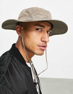 Коричневая выбеленная панама-сафари с регулировочным ремешком ASOS DESIGN-Коричневый цвет