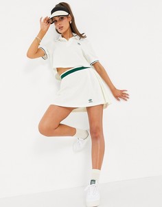 Кремовая плиссированная юбка с логотипом adidas Originals Tennis Luxe-Белый