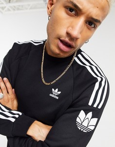 Черный свитшот с 3D-трилистником adidas Originals adicolor