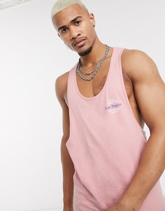 Розовая майка-борцовка из органического хлопка с принтом на груди ASOS DESIGN-Розовый цвет