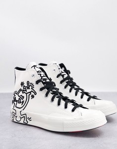 Высокие кеды молочного цвета в стиле 70-х Converse X Keith Haring Chuck-Белый