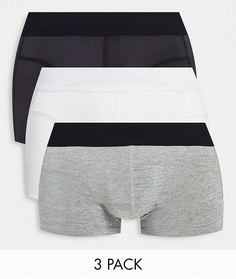 Набор из 3-х коротких боксеров-брифов из микрофибры ASOS DESIGN-Многоцветный