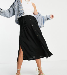 Черная юбка миди на пуговицах с глубокими карманами ASOS DESIGN Maternity-Черный цвет