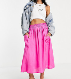 Розовая юбка миди с карманами ASOS DESIGN Petite-Розовый цвет