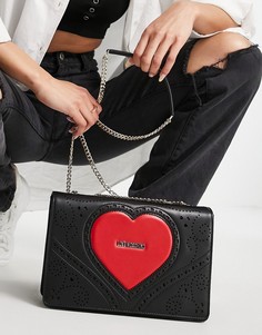 Черная сумка на плечо с большим логотипом-сердечком Love Moschino-Черный цвет