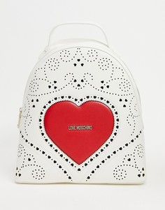 Белый рюкзак с большим логотипом в форме сердца Love Moschino