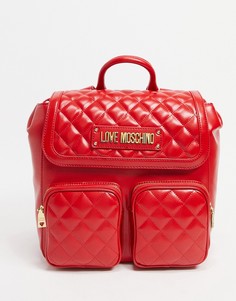 Красный стеганый рюкзак с двумя карманами Love Moschino