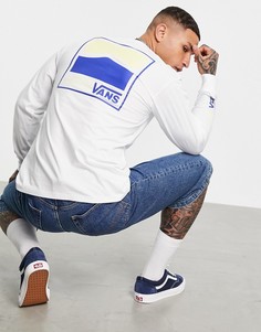 Белый лонгслив с принтом на спине и полосками по бокам Vans Original DNA