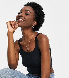Черная базовая майка в рубчик Topshop Tall-Черный цвет