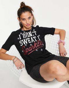 Черная футболка с логотипом Sparkle Love Moschino-Черный