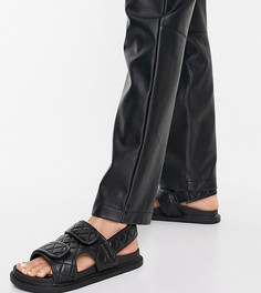 Черные стеганые сандалии с двойным ремешком для широкой стопы Truffle Collection-Черный
