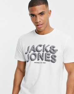 Белая футболка с крупным логотипом Jack & Jones-Белый