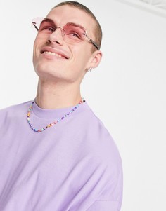 Солнцезащитные очки без оправы в стиле ретро с розовыми линзами ASOS DESIGN-Розовый цвет