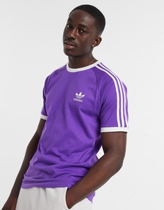 Фиолетовая футболка с тремя полосками adidas Originals adicolor-Фиолетовый
