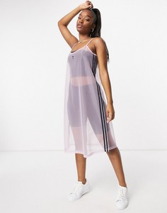 Прозрачное розовое платье из сетки adidas Originals-Многоцветный