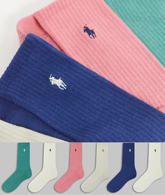 Эксклюзивный набор из 6 пар носков с большим логотипом игрока в поло Polo Ralph Lauren x ASOS-Многоцветный