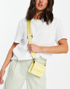 Желтая сумка с ремешком через плечо, клапаном и логотипом Claudia Canova-Желтый