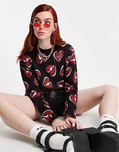 Розовый свитшот с принтом сердец и молний Love Moschino Maglia-Розовый цвет