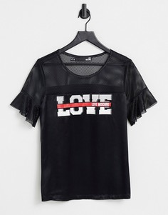 Черная футболка с сетчатыми рукавами Love Moschino-Черный