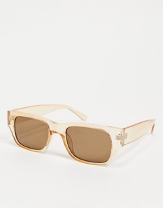 Квадратные солнцезащитные очки в прозрачной коричневой оправе с коричневыми линзами ASOS DESIGN-Коричневый цвет