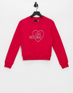 Розовый свитшот с логотипом из стразов Love Moschino-Розовый цвет