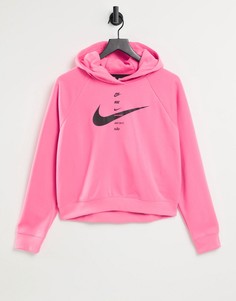 Худи розового цвета с логотипом-галочкой Nike-Розовый цвет